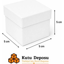 Kutu Deposu 5X5X5 cm Tam Kapaklı Takı Kutusu - Beyaz (Demonte) (50 Adet)