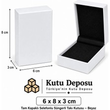 Kutu Deposu 6X8X3 cm Tam Kapaklı Selefonlu Süngerli Takı Kutusu - Beyaz (Demonte) (50 Adet)