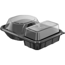 Selanikli Ticaret Folyoterm Hamburger Kabı Kase Siyah - Kapak Şeffaf ( 60 Kase + 60 Kapak ) FT280 - FT281