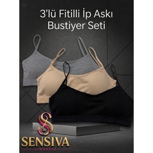 Sensiva Lingerie 3'lü Paket Ip Askılı Fitilli Sütyen Seti - Esnek Ribana Büstiyer