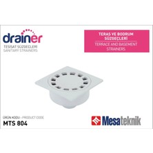 Mesa Teras Süzgeçi Alttan Çıkışlı 15X15 Ø50 mm