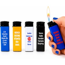 Onr Store Romantik Aşk Temalı Baskılı Gazlı Çakmak Seti 5\'li Sevgili Koleksiyonu