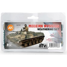 Ak Interactive AK 4160 4x35 1x17 ml. Modern Rus Araçları Eskitme Efekti, Enamel Model Boyası Seti