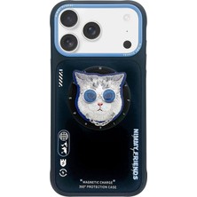 Nimmy Nımmy iPhone 17 Pro Max Magsafe Uyumlu 3D Pop Socket Aparatlı 3D Gözlük Zincir Kedi Detaylı Cool Cute 2.0 Kılıf