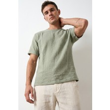 Combattente Oversize Geniş Kesim Kısa Kol Müslin Erkek Tshirt, %100 Pamuk, Sertifikalı Kumaş,