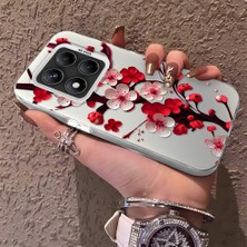 HONTINGA Xiaomi Redmi Note 14 Pro ile Uyumlu Kılıf Silikon Kenar Sert Arka Kamera Koruyucu Basitlik Anti Düşme Kamera Korumalı Çiçekli Desen Couple Telefon Kılıfı Kadın ve Erkek Için Uygundur K1-1485