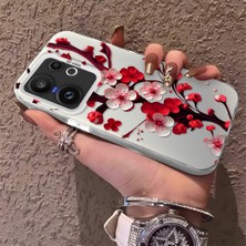 HONTINGA Vivo X200 Fe ile Uyumlu Kılıf Silikon Kenar Sert Arka Kamera Koruyucu Basitlik Anti Düşme Kamera Korumalı Çiçekli Desen Couple Telefon Kılıfı Kadın ve Erkek Için Uygundur K1-1485