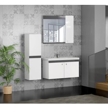 Karen Banyo 80 cm Beyaz Banyo Dolabı MDF Malzemeden Üretilmiş Şık Tasarım