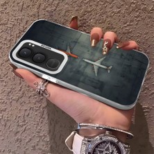 HONTINGA Vivo Y31 5g ile Uyumlu Kılıf Silikon Kenar Sert Arka Kamera Koruyucu Basitlik Anti Düşme Kamera Korumalı Uçak Desen Couple Telefon Kılıfı Kadın ve Erkek Için Uygundur K1-1491