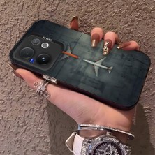 HONTINGA Vivo V60 5g ile Uyumlu Kılıf Silikon Kenar Sert Arka Kamera Koruyucu Basitlik Anti Düşme Kamera Korumalı Uçak Desen Couple Telefon Kılıfı Kadın ve Erkek Için Uygundur K1-1491