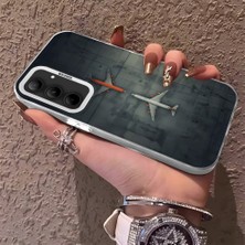 HONTINGA Samsung Galaxy A35 ile Uyumlu Kılıf Silikon Kenar Sert Arka Kamera Koruyucu Basitlik Anti Düşme Kamera Korumalı Uçak Desen Couple Telefon Kılıfı Kadın ve Erkek Için Uygundur K1-1491