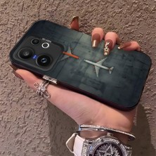 HONTINGA Vivo X200 Fe ile Uyumlu Kılıf Silikon Kenar Sert Arka Kamera Koruyucu Basitlik Anti Düşme Kamera Korumalı Uçak Desen Couple Telefon Kılıfı Kadın ve Erkek Için Uygundur K1-1491