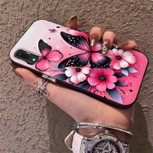 HONTINGA Samsung Galaxy A20 ile Uyumlu Kılıf Silikon Kenar Sert Arka Kamera Koruyucu Basitlik Anti Düşme Kamera Korumalı Kelebek Desen Couple Telefon Kılıfı Kadın ve Erkek Için Uygundur K1-1489