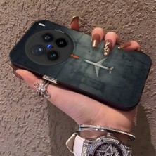 HONTINGA Vivo X200 Pro ile Uyumlu Kılıf Silikon Kenar Sert Arka Kamera Koruyucu Basitlik Anti Düşme Kamera Korumalı Uçak Desen Couple Telefon Kılıfı Kadın ve Erkek Için Uygundur K1-1491