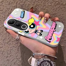 HONTINGA Vivo V50 Lite ile Uyumlu Kılıf Silikon Kenar Sert Arka Kamera Koruyucu Basitlik Anti Düşme Kamera Korumalı Powerpuff Desen Couple Telefon Kılıfı Kadın ve Erkek Için Uygundur K1-1492