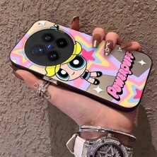 HONTINGA Vivo X200 Pro ile Uyumlu Kılıf Silikon Kenar Sert Arka Kamera Koruyucu Basitlik Anti Düşme Kamera Korumalı Powerpuff Desen Couple Telefon Kılıfı Kadın ve Erkek Için Uygundur K1-1492