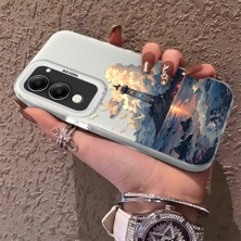 HONTINGA Vivo Y29S ile Uyumlu Kılıf Silikon Kenar Sert Arka Kamera Koruyucu Basitlik Anti Düşme Kamera Korumalı Kule Desen Couple Telefon Kılıfı Kadın ve Erkek Için Uygundur K1-1490