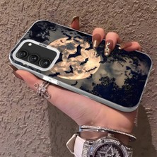 HONTINGA Samsung Galaxy S22 ile Uyumlu Kılıf Silikon Kenar Sert Arka Kamera Koruyucu Basitlik Anti Düşme Kamera Korumalı Yarasa Desen Couple Telefon Kılıfı Kadın ve Erkek Için Uygundur K1-1486