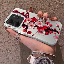 HONTINGA Xiaomi Redmi Note 14 4g ile Uyumlu Kılıf Silikon Kenar Sert Arka Kamera Koruyucu Basitlik Anti Düşme Kamera Korumalı Çiçekli Desen Couple Telefon Kılıfı Kadın ve Erkek Için Uygundur K1-1485