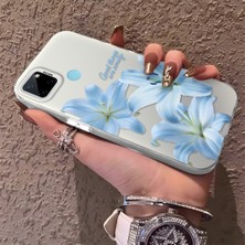 HONTINGA Realme C25Y ile Uyumlu Kılıf Silikon Kenar Sert Arka Kamera Koruyucu Basitlik Anti Düşme Kamera Korumalı Çiçekli Desen Couple Telefon Kılıfı Kadın ve Erkek Için Uygundur K1-1493