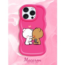 HONTINGA iPhone 14 Pro Uyumlu Kılıf Düşüme Önleyici Basitlik Anti Düşme Kamera Koruyucu Basit Kırmızı Yumuşak Silikon Couple Telefon Kılıfı Ayıcık Desen K9-0260
