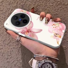 HONTINGA Vivo X300 ile Uyumlu Kılıf Silikon Kenar Sert Arka Kamera Koruyucu Basitlik Anti Düşme Kamera Korumalı Çiçekli Desen Couple Telefon Kılıfı Kadın ve Erkek Için Uygundur K1-1494