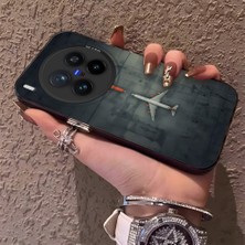 HONTINGA Vivo X300 Pro ile Uyumlu Kılıf Silikon Kenar Sert Arka Kamera Koruyucu Basitlik Anti Düşme Kamera Korumalı Uçak Desen Couple Telefon Kılıfı Kadın ve Erkek Için Uygundur K1-1491