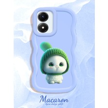 HONTINGA Vivo Y02S Uyumlu Kılıf Düşüme Önleyici Basitlik Anti Düşme Kamera Koruyucu Basit Mavi Yumuşak Silikon Couple Telefon Kılıfı Kedi Desen K9-0261