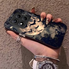 HONTINGA Xiaomi Redmi Note 14 Pro ile Uyumlu Kılıf Silikon Kenar Sert Arka Kamera Koruyucu Basitlik Anti Düşme Kamera Korumalı Yarasa Desen Couple Telefon Kılıfı Kadın ve Erkek Için Uygundur K1-1486