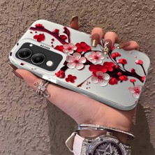 HONTINGA Vivo Y04 ile Uyumlu Kılıf Silikon Kenar Sert Arka Kamera Koruyucu Basitlik Anti Düşme Kamera Korumalı Çiçekli Desen Couple Telefon Kılıfı Kadın ve Erkek Için Uygundur K1-1485