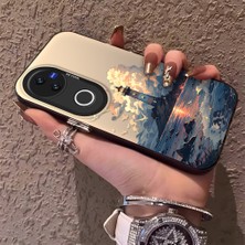 HONTINGA Vivo V50 ile Uyumlu Kılıf Silikon Kenar Sert Arka Kamera Koruyucu Basitlik Anti Düşme Kamera Korumalı Kule Desen Couple Telefon Kılıfı Kadın ve Erkek Için Uygundur K1-1490