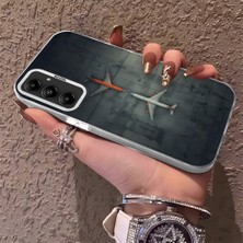 HONTINGA Samsung Galaxy A05S ile Uyumlu Kılıf Silikon Kenar Sert Arka Kamera Koruyucu Basitlik Anti Düşme Kamera Korumalı Uçak Desen Couple Telefon Kılıfı Kadın ve Erkek Için Uygundur K1-1491