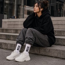 Socksbull Minimal Yazılı Pamuklu Beyaz Unisex Spor Çorabı