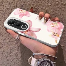 HONTINGA Vivo V50 Lite ile Uyumlu Kılıf Silikon Kenar Sert Arka Kamera Koruyucu Basitlik Anti Düşme Kamera Korumalı Çiçekli Desen Couple Telefon Kılıfı Kadın ve Erkek Için Uygundur K1-1494