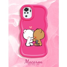 HONTINGA Poco M5S Uyumlu Kılıf Düşüme Önleyici Basitlik Anti Düşme Kamera Koruyucu Basit Kırmızı Yumuşak Silikon Couple Telefon Kılıfı Ayıcık Desen K9-0260