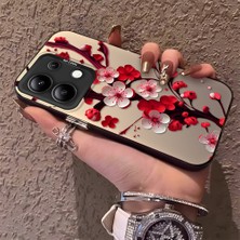 HONTINGA Xiaomi Redmi Note 13 4g ile Uyumlu Kılıf Silikon Kenar Sert Arka Kamera Koruyucu Basitlik Anti Düşme Kamera Korumalı Çiçekli Desen Couple Telefon Kılıfı Kadın ve Erkek Için Uygundur K1-1485
