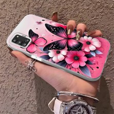 HONTINGA Samsung Galaxy A31 ile Uyumlu Kılıf Silikon Kenar Sert Arka Kamera Koruyucu Basitlik Anti Düşme Kamera Korumalı Kelebek Desen Couple Telefon Kılıfı Kadın ve Erkek Için Uygundur K1-1489