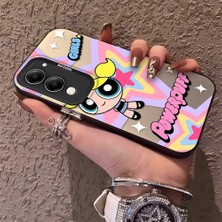HONTINGA Vivo Y04 ile Uyumlu Kılıf Silikon Kenar Sert Arka Kamera Koruyucu Basitlik Anti Düşme Kamera Korumalı Powerpuff Desen Couple Telefon Kılıfı Kadın ve Erkek Için Uygundur K1-1492