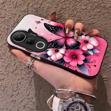 HONTINGA Vivo V50 Lite ile Uyumlu Kılıf Silikon Kenar Sert Arka Kamera Koruyucu Basitlik Anti Düşme Kamera Korumalı Kelebek Desen Couple Telefon Kılıfı Kadın ve Erkek Için Uygundur K1-1489