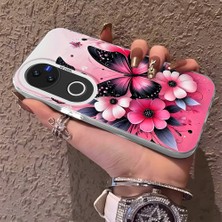 HONTINGA Vivo V50 ile Uyumlu Kılıf Silikon Kenar Sert Arka Kamera Koruyucu Basitlik Anti Düşme Kamera Korumalı Kelebek Desen Couple Telefon Kılıfı Kadın ve Erkek Için Uygundur K1-1489