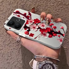 HONTINGA Vivo V60 Lite 5g ile Uyumlu Kılıf Silikon Kenar Sert Arka Kamera Koruyucu Basitlik Anti Düşme Kamera Korumalı Çiçekli Desen Couple Telefon Kılıfı Kadın ve Erkek Için Uygundur K1-1485