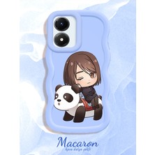 HONTINGA Vivo Y02S Uyumlu Kılıf Düşüme Önleyici Basitlik Anti Düşme Kamera Koruyucu Basit Mavi Yumuşak Silikon Couple Telefon Kılıfı Panda Desen K9-0262