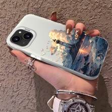 HONTINGA iPhone 15 Plus ile Uyumlu Kılıf Silikon Kenar Sert Arka Kamera Koruyucu Basitlik Anti Düşme Kamera Korumalı Kule Desen Couple Telefon Kılıfı Kadın ve Erkek Için Uygundur K1-1490