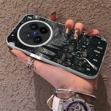 HONTINGA Vivo X200 Pro ile Uyumlu Kılıf Silikon Kenar Sert Arka Kamera Koruyucu Basitlik Anti Düşme Kamera Korumalı Karikatür Desen Couple Telefon Kılıfı Kadın ve Erkek Için Uygundur K1-1487