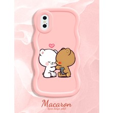 HONTINGA iPhone x Uyumlu Kılıf Düşüme Önleyici Basitlik Anti Düşme Kamera Koruyucu Basit Pembe Yumuşak Silikon Couple Telefon Kılıfı Ayıcık Desen K9-0260