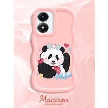 HONTINGA Vivo Y02S Uyumlu Kılıf Düşüme Önleyici Basitlik Anti Düşme Kamera Koruyucu Basit Pembe Yumuşak Silikon Couple Telefon Kılıfı Panda Desen K9-0263