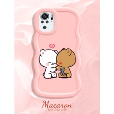 HONTINGA Poco M5S Uyumlu Kılıf Düşüme Önleyici Basitlik Anti Düşme Kamera Koruyucu Basit Pembe Yumuşak Silikon Couple Telefon Kılıfı Ayıcık Desen K9-0260