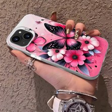 HONTINGA iPhone 15 Plus ile Uyumlu Kılıf Silikon Kenar Sert Arka Kamera Koruyucu Basitlik Anti Düşme Kamera Korumalı Kelebek Desen Couple Telefon Kılıfı Kadın ve Erkek Için Uygundur K1-1489