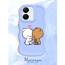 HONTINGA Vivo Y27S Uyumlu Kılıf Düşüme Önleyici Basitlik Anti Düşme Kamera Koruyucu Basit Mavi Yumuşak Silikon Couple Telefon Kılıfı Ayıcık Desen K9-0260
