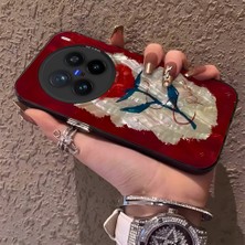 HONTINGA Vivo X200 Pro ile Uyumlu Kılıf Silikon Kenar Sert Arka Kamera Koruyucu Basitlik Anti Düşme Kamera Korumalı Çiçekli Desen Couple Telefon Kılıfı Kadın ve Erkek Için Uygundur K1-1488